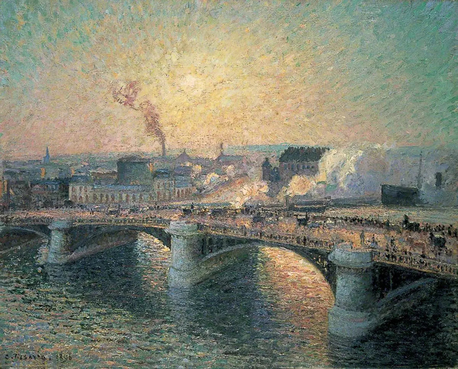 De Boieldieubrug, Rouen, Zonsondergang - Camille Pissarro