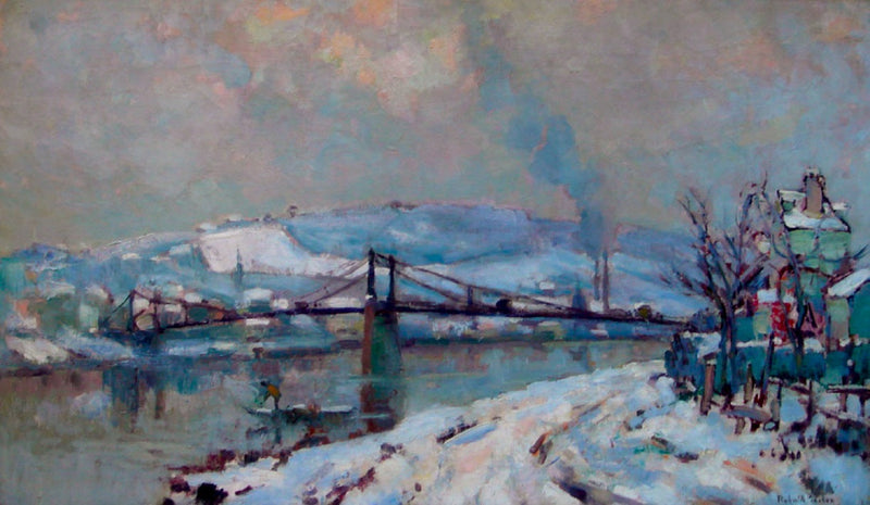 De Elbeuf-brug onder de sneeuw - Robert Antoine Pinchon