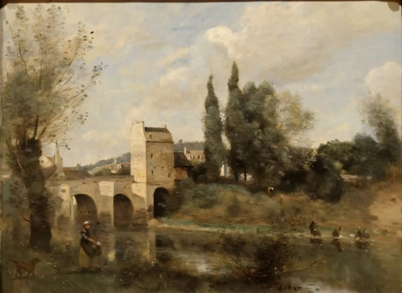 De brug van Mantes - Jean-Baptiste Camille Corot