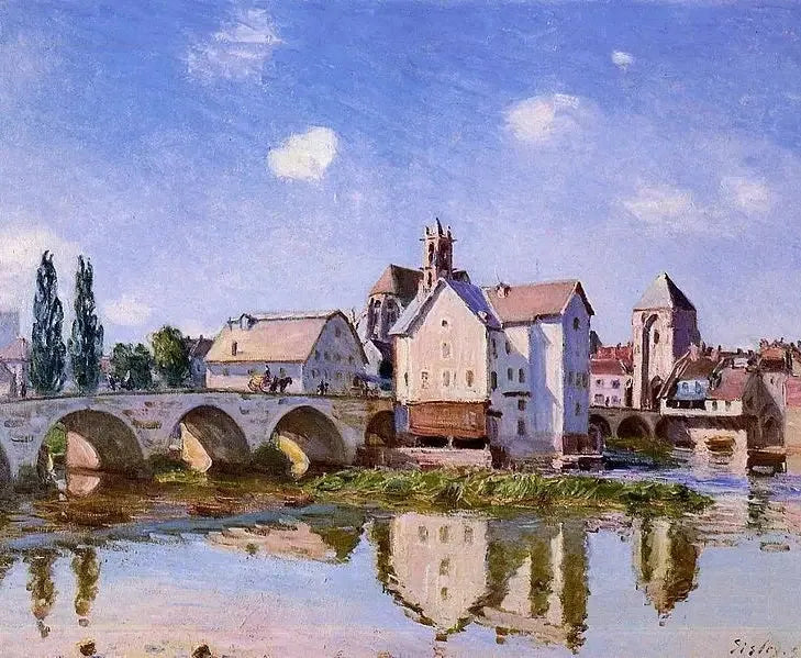 De brug van Moret in de zon - Alfred Sisley