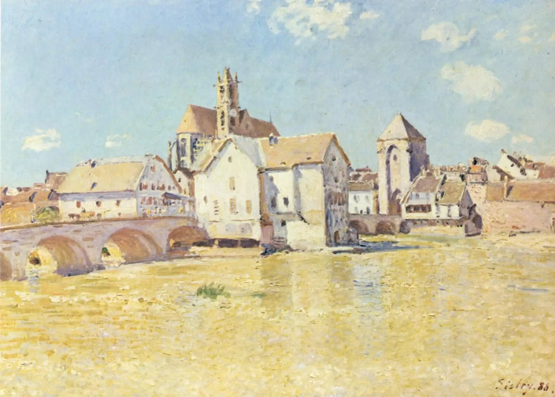 De Brug van Moret in de ochtendzon - Alfred Sisley
