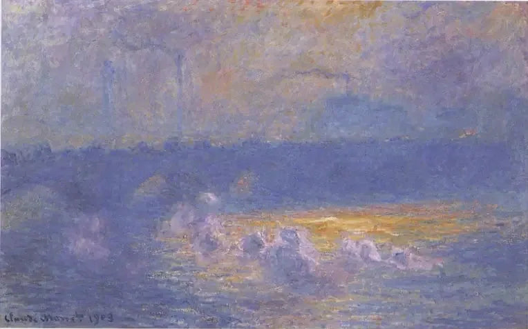 De Waterloo-brug, zonlicht effect met rook - Claude Monet