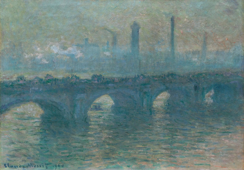 De Waterloo-brug, grijs weer - Claude Monet