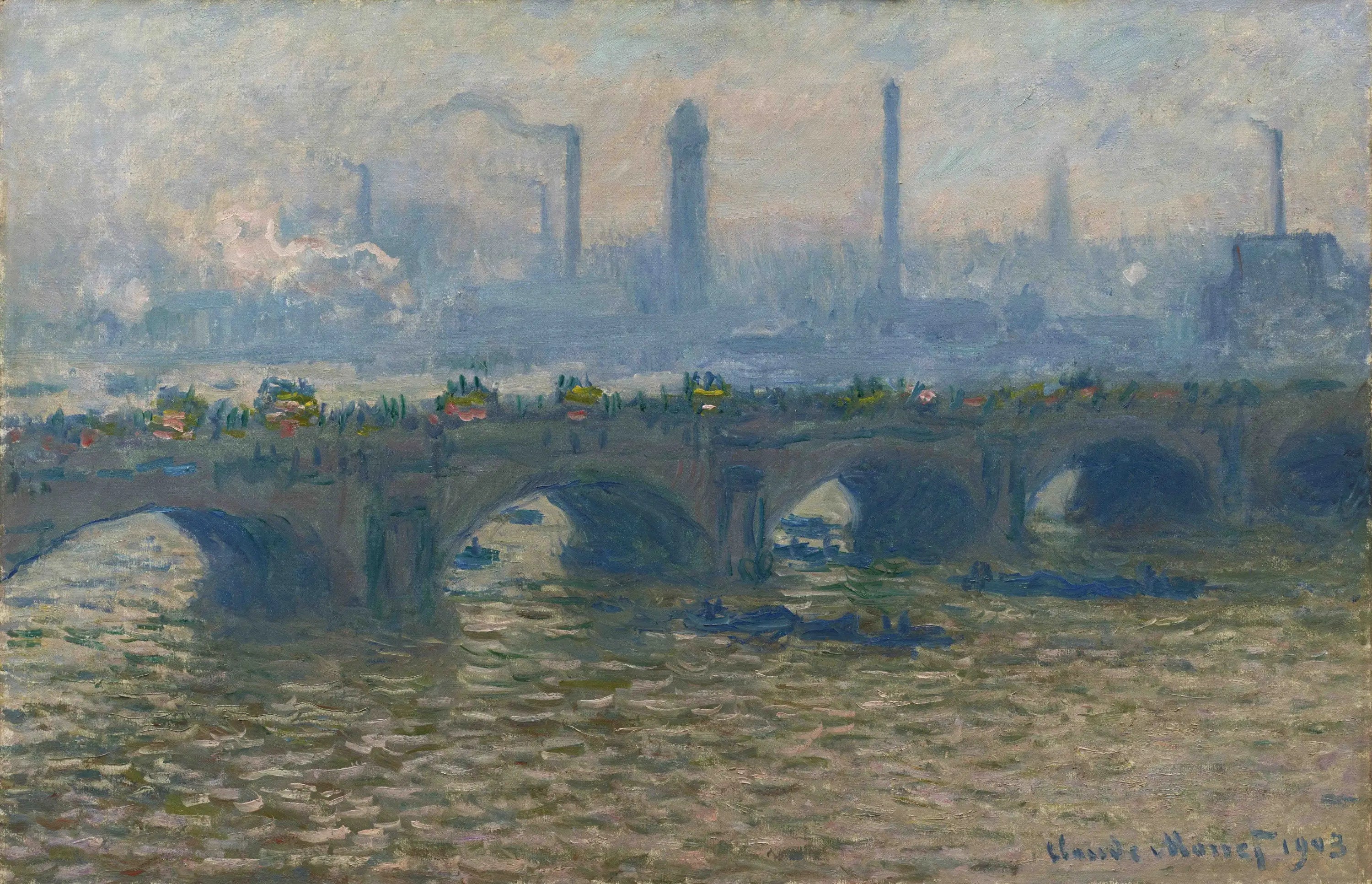 Reproduction du tableau « Le Pont de Waterloo, temps gris - Claude Monet » par Alpha Reproduction en peinture à l’huile