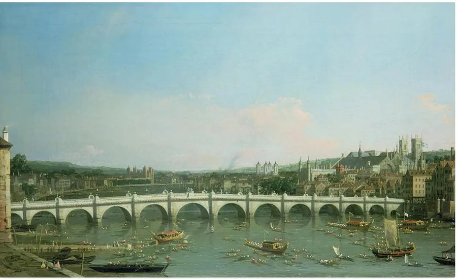 De Westminster-brug gezien vanaf het noorden met de optocht van de burgemeester - Canaletto

Source:
Le pont de Westminster vu du nord avec le cortège du Lord-maire - Canaletto