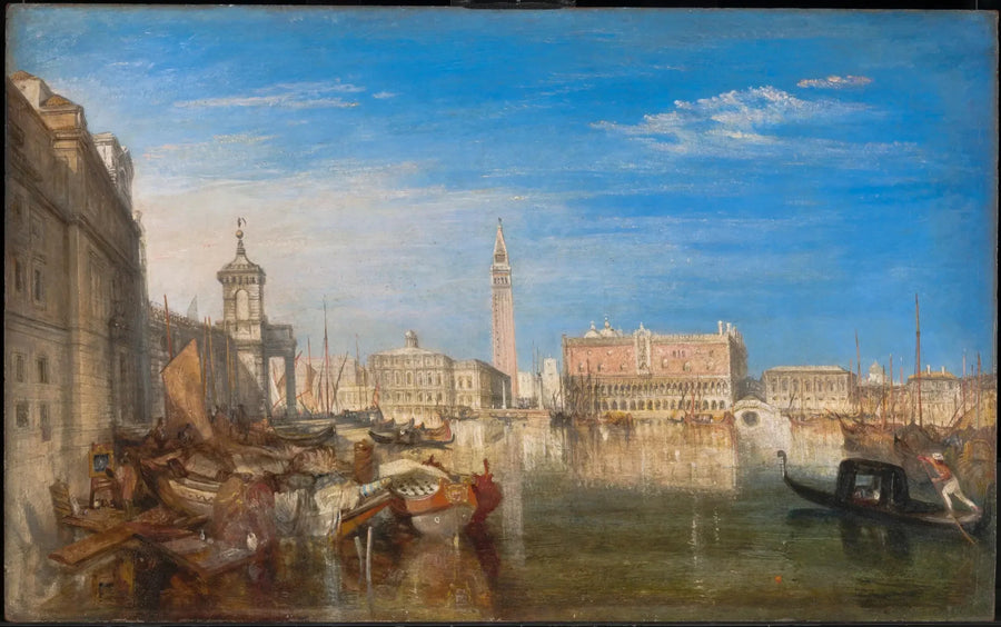De zuchtbrug, het dogepaleis en de douane, Venetië. Canaletto schilderen - J. M. W. Turner