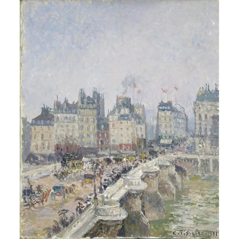 De Pont-Neuf, natte tijd - Camille Pissarro