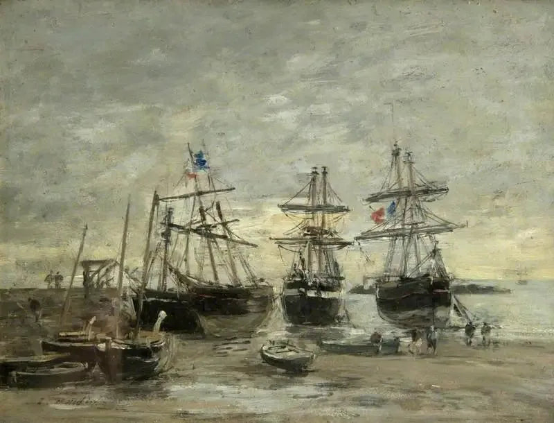 De haven van Portrieux bij laag water - Eugène Boudin