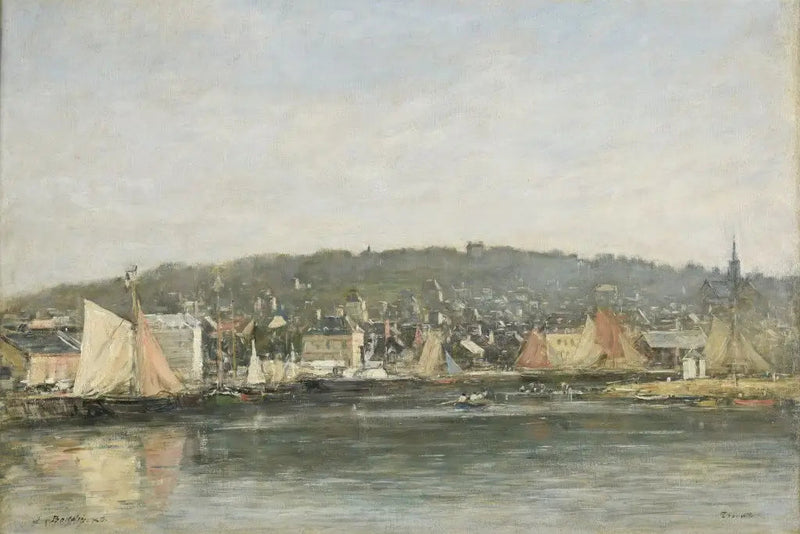 De haven van Trouville in de ochtend - Eugène Boudin