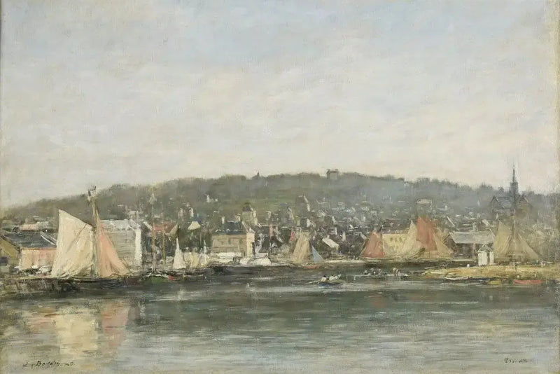 De haven van Trouville in de ochtend - Eugène Boudin