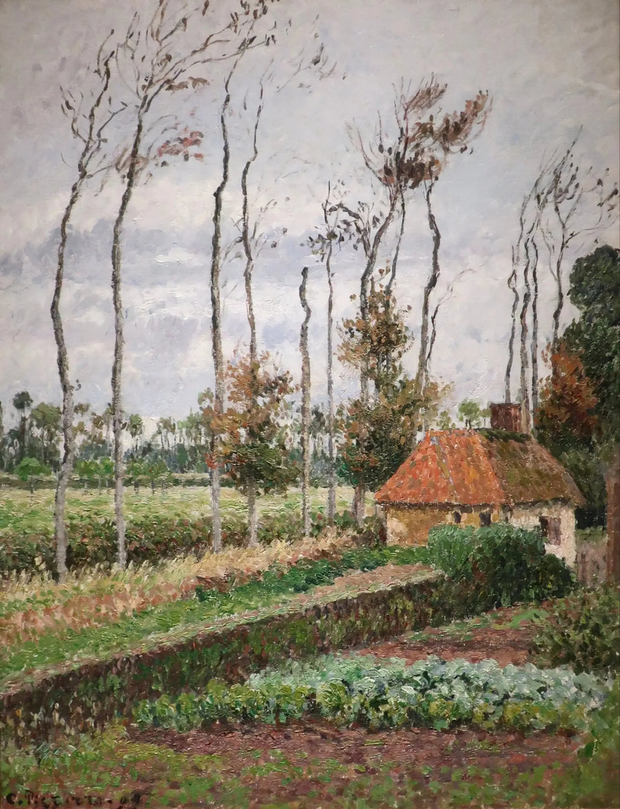 De moestuin van het landhuis van Ango, Varangeville, grijze tijd - Camille Pissarro