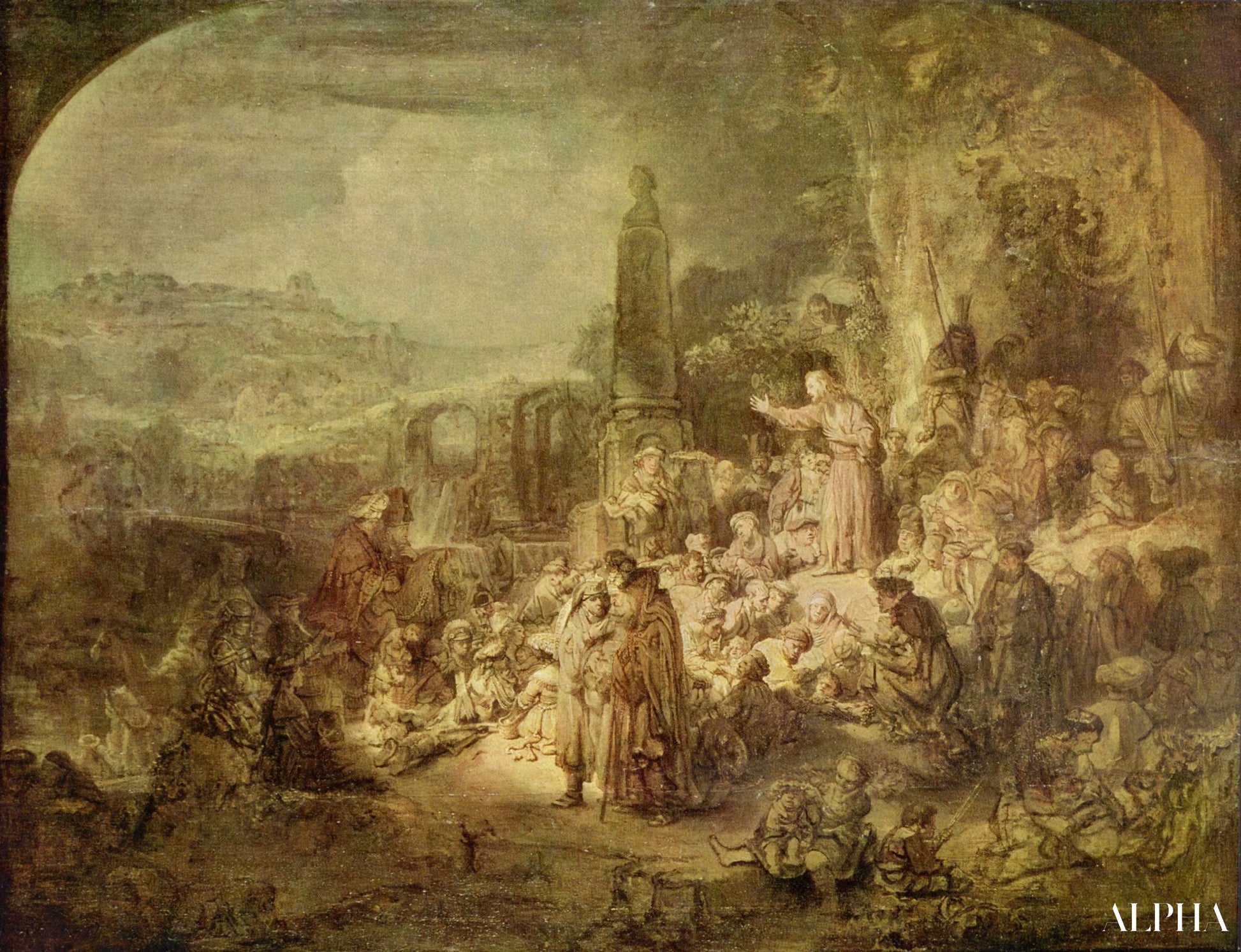 De preek van Johannes de Doper - Rembrandt van Rijn - Reproducties van schilderijen en hoogwaardige schilderijen