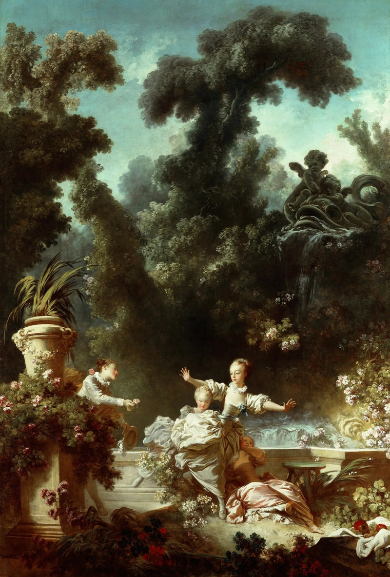 De vooruitgang van de liefde: de achtervolging - Jean-Honoré Fragonard