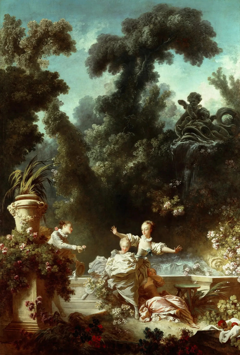 De vooruitgang van de liefde: de achtervolging - Jean-Honoré Fragonard