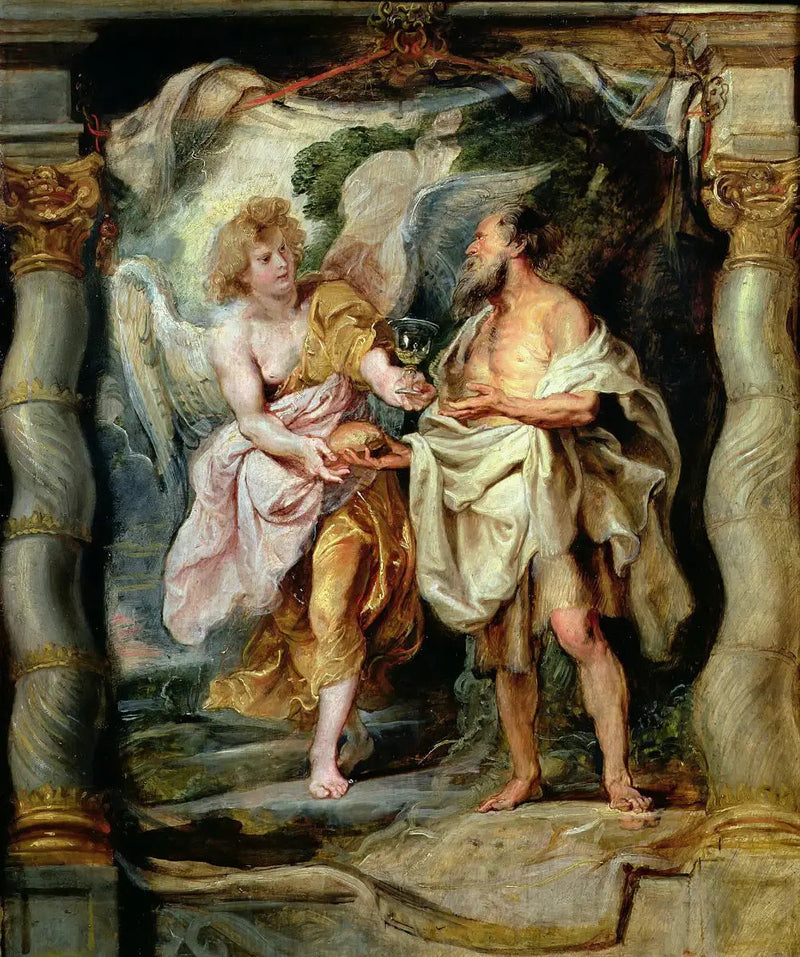 De Profeet Elias gevoed door een engel - Peter Paul Rubens