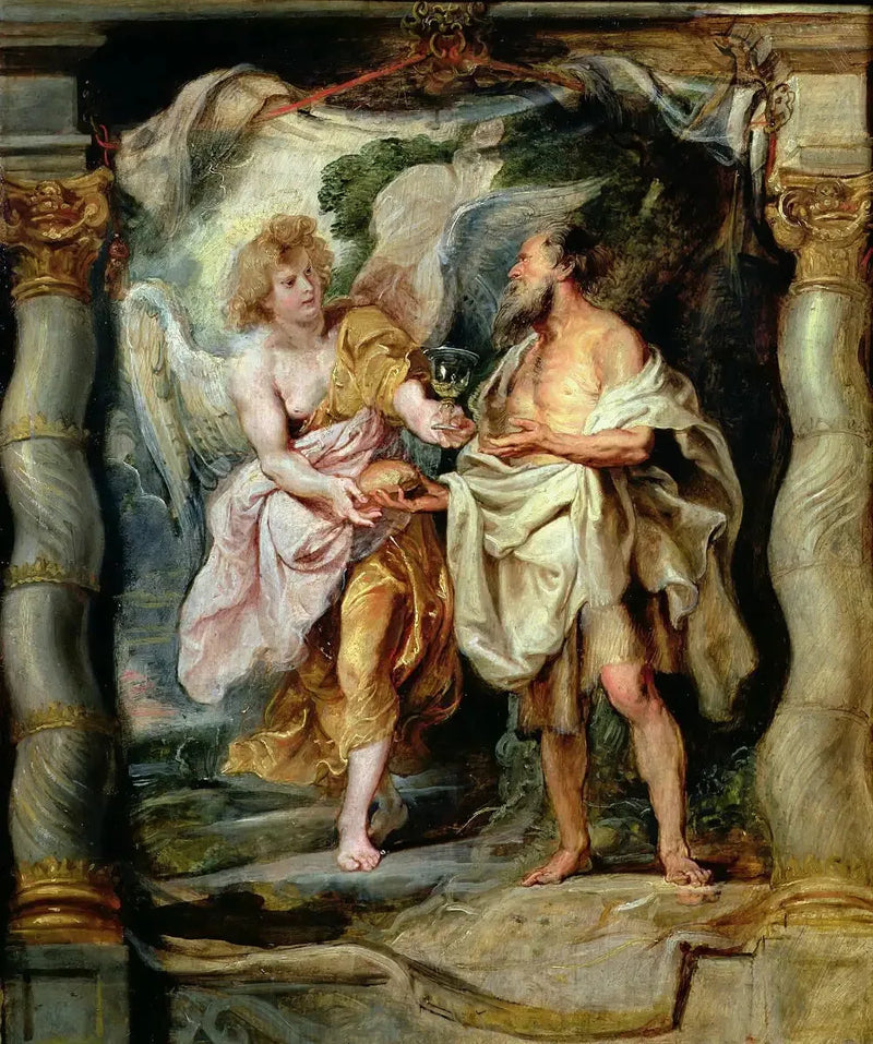 De Profeet Elias gevoed door een engel - Peter Paul Rubens