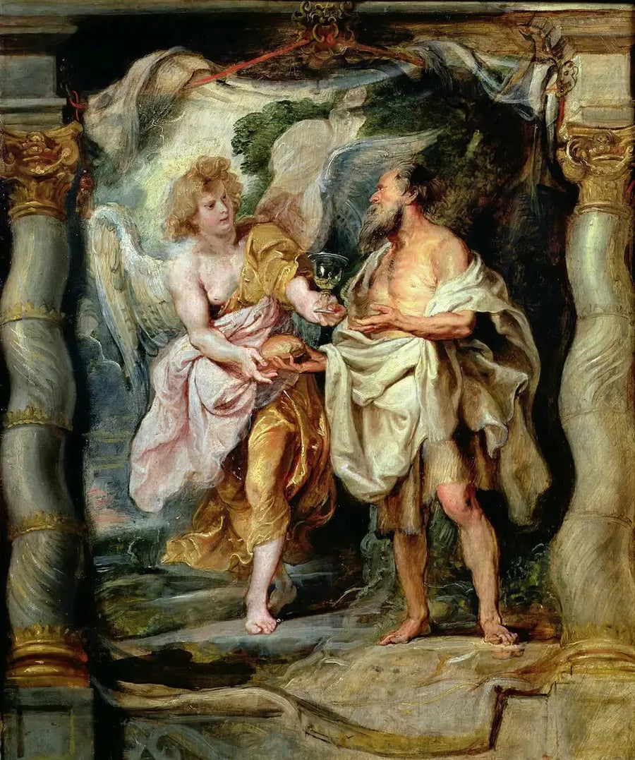De Profeet Elias gevoed door een engel - Peter Paul Rubens