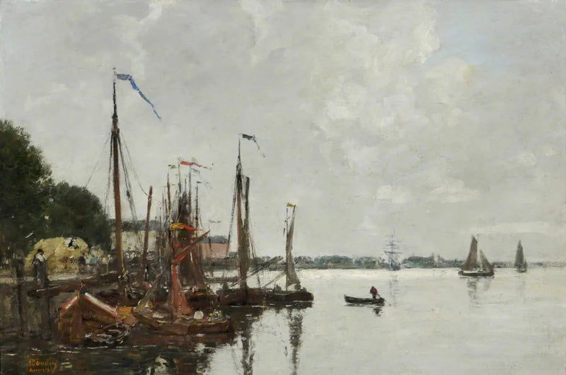 De kade van Antwerpen, België - Eugène Boudin