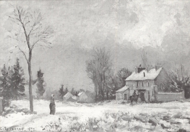 Het Posthuis, weg naar Versailles, Louveciennes, sneeuw - Camille Pissarro