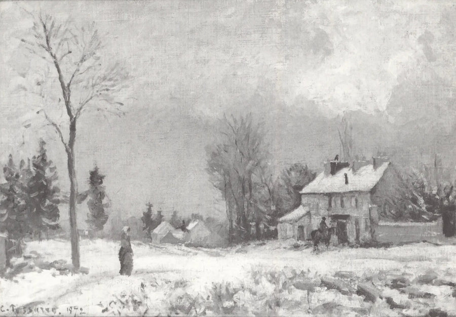 Het Posthuis, weg naar Versailles, Louveciennes, sneeuw - Camille Pissarro