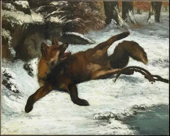 De Vos gevangen in een val - Gustave Courbet