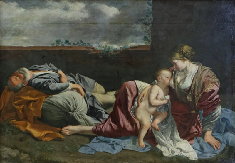 De Rust van de Heilige Familie tijdens de vlucht naar Egypte - Orazio Gentileschi