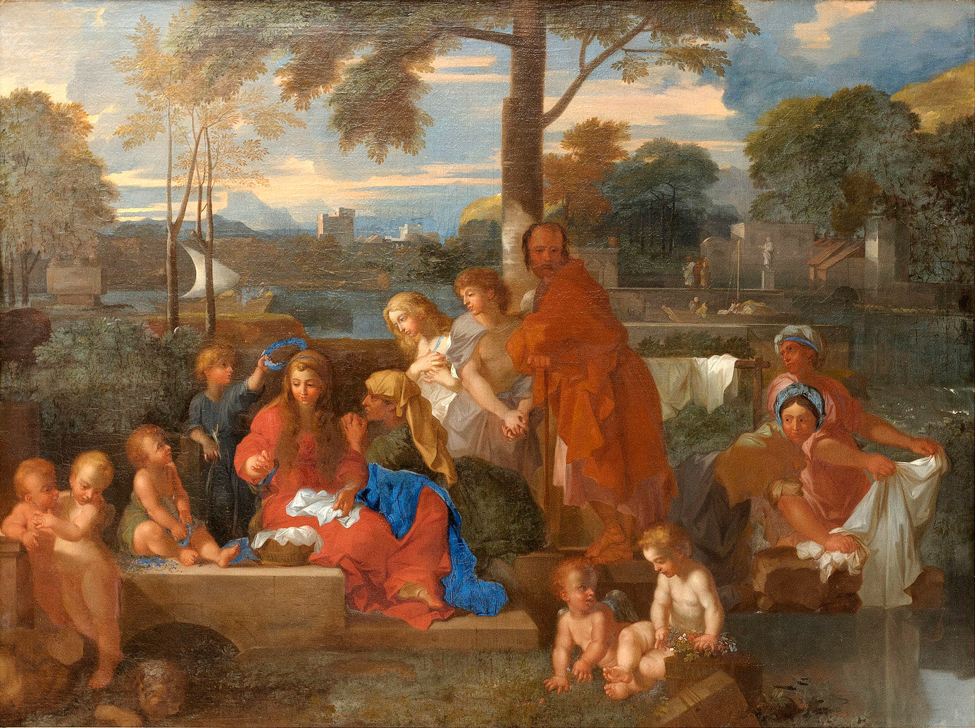 Le repos de la Sainte Famille - Sébastien Bourdon image 1 tableau peint à l’huile sur toile
