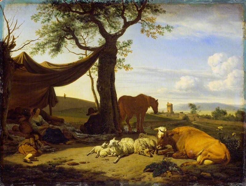 Le repos de midi : la parabole de l'ivraie - Adriaen van de Velde image 1 tableau peint à l’huile sur toile
