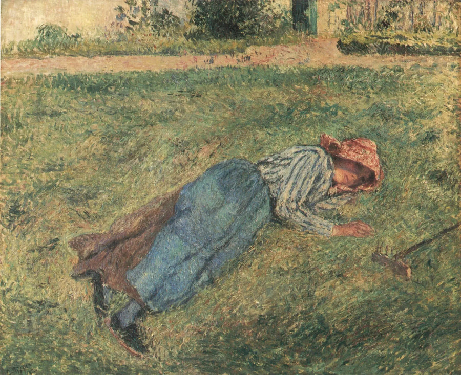 De Rust, boerin liggend in het gras, Pontoise - Camille Pissarro