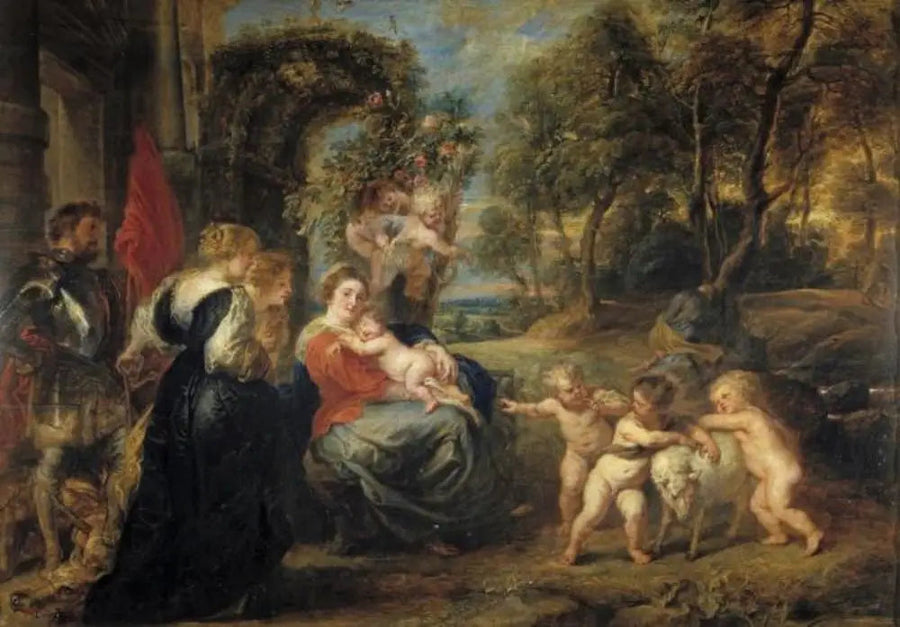 De rust tijdens de vlucht naar Egypte met de heiligen - Peter Paul Rubens