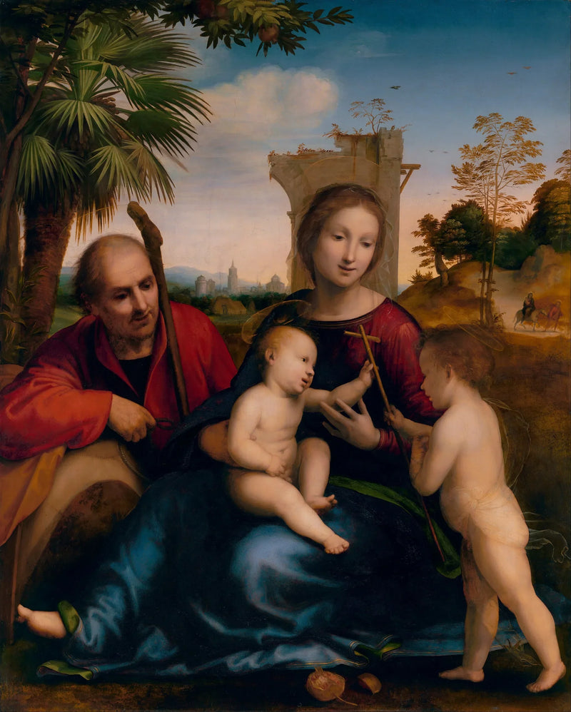 De rust tijdens de vlucht naar Egypte met Sint-Jan de Doper - Fra Bartolomeo