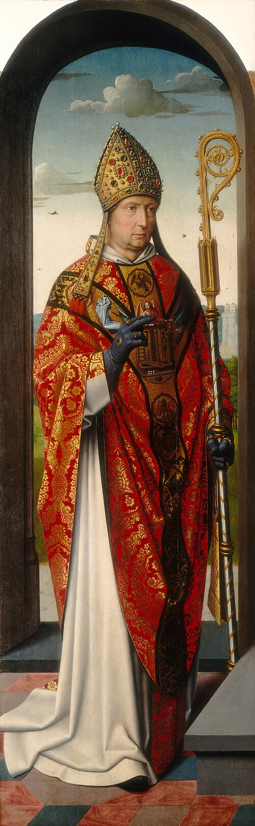 Het altaarstuk van Sint-Anne: Sint-Nicolaas [linker paneel] - Gérard David