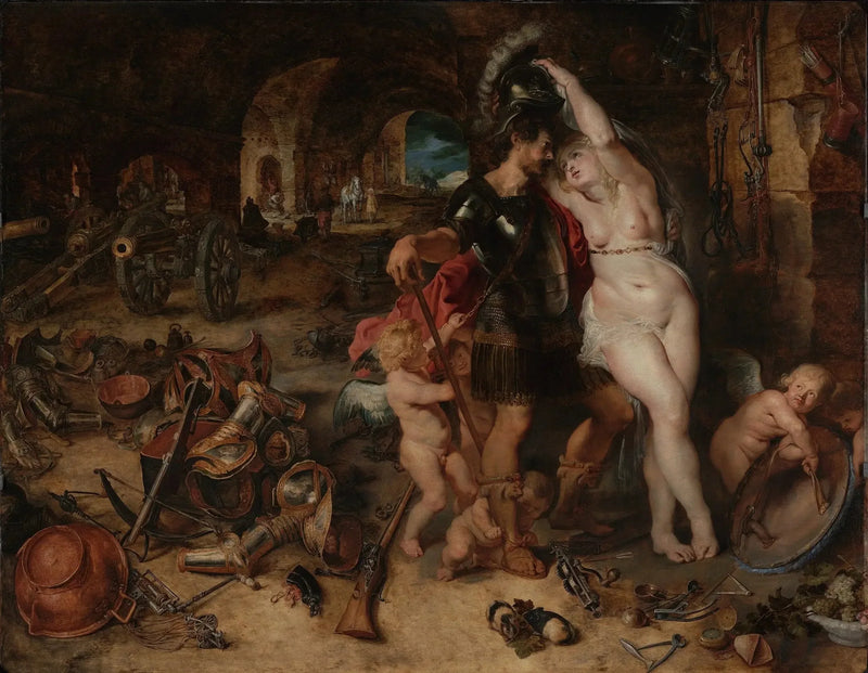 De terugkeer van de oorlog: Mars ontwapend door Venus - Peter Paul Rubens