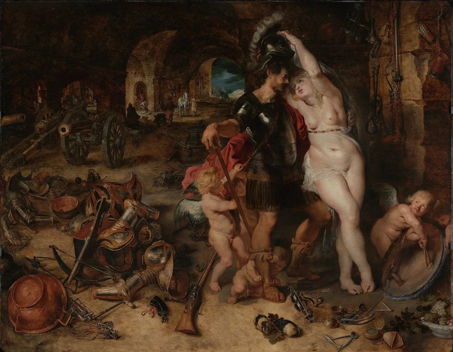 De terugkeer van de oorlog: Mars ontwapend door Venus - Peter Paul Rubens