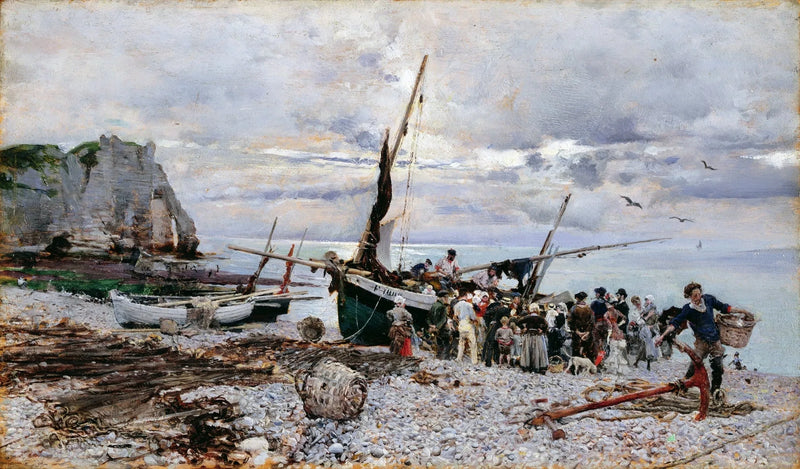 De terugkeer van de vissersboten, Étretat - Giovanni Boldini