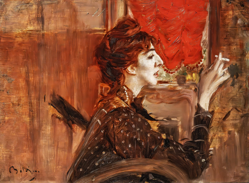 Het rode gordijn - Giovanni Boldini