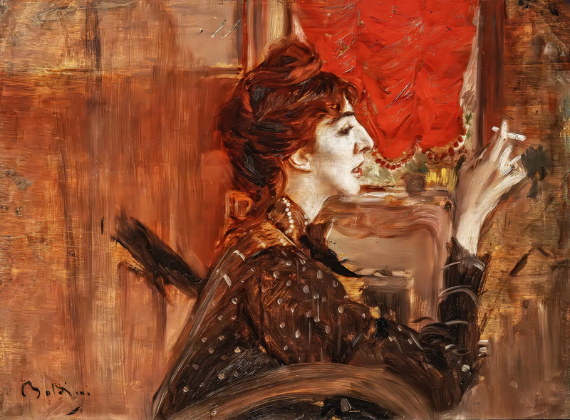Het rode gordijn - Giovanni Boldini