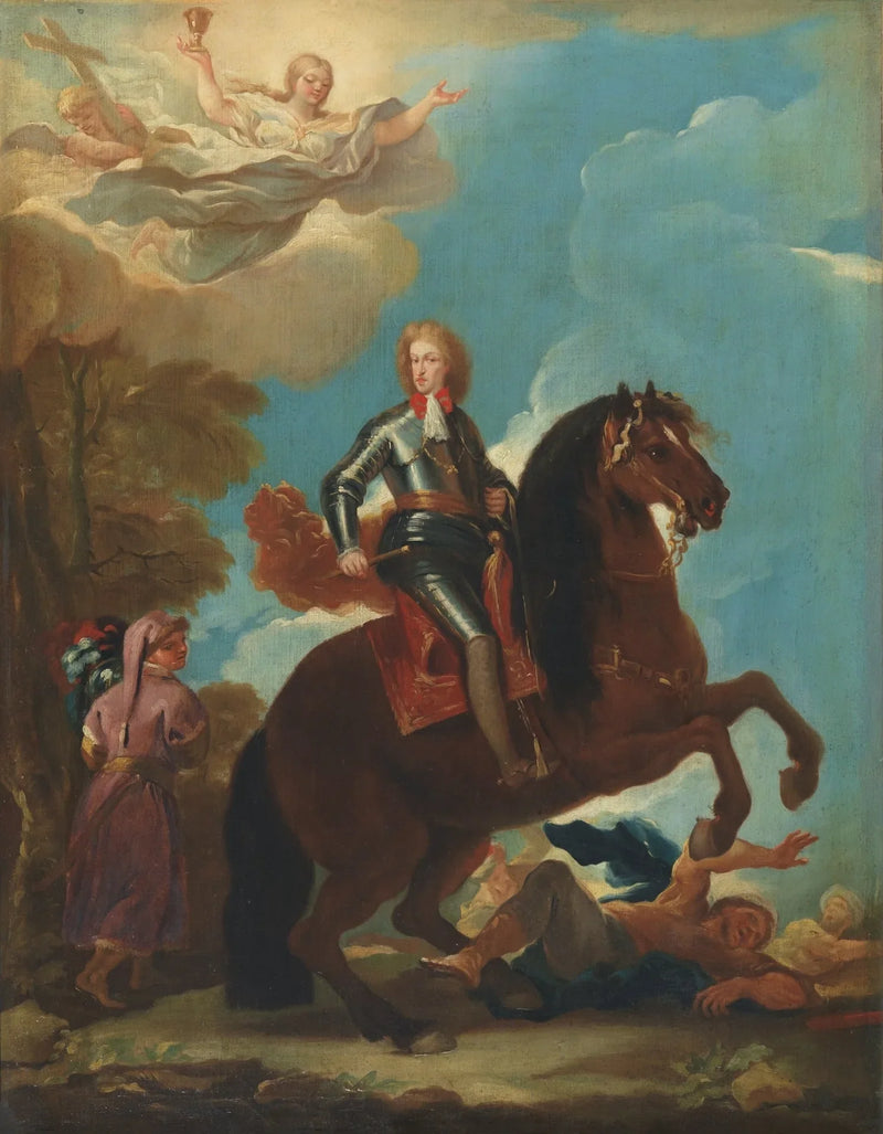 Koning Karel II van Spanje te paard - Luca Giordano