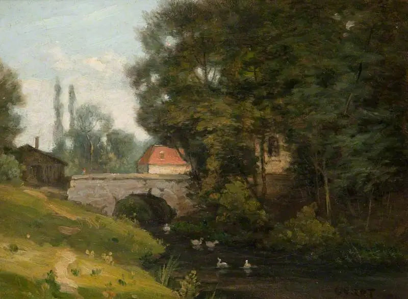 De beek van de molen - Jean-Baptiste Camille Corot