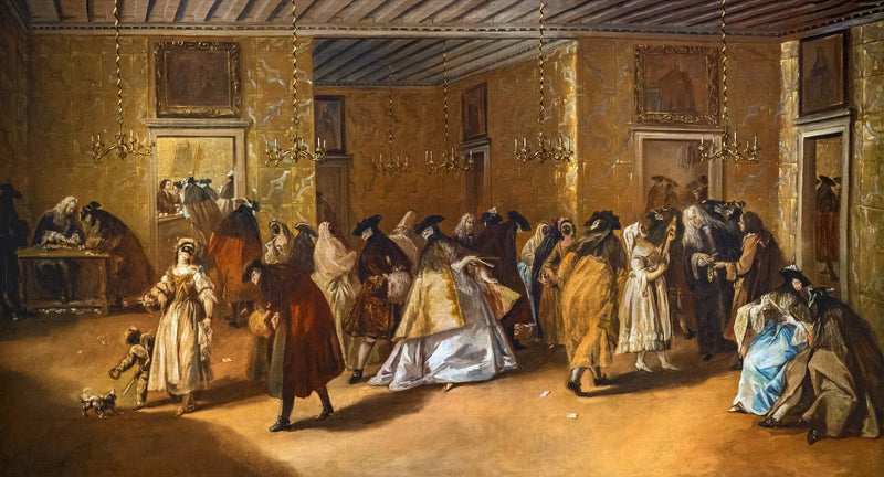 De privé lounge (casino) van het Dandolo-paleis van San Moisè - Francesco Guardi