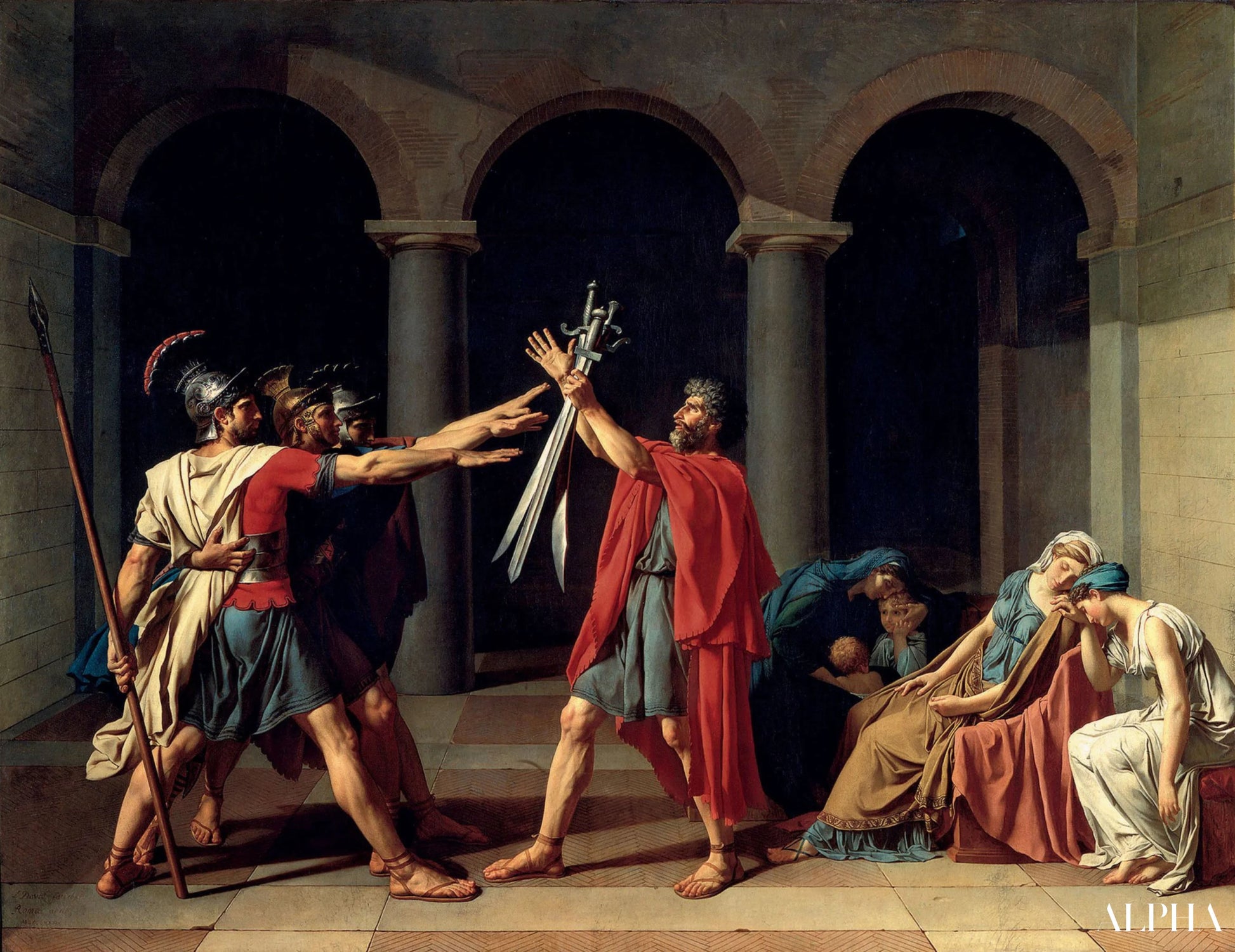 De eed van de Horatii - Jacques-Louis David - Reproducties van schilderijen en hoogwaardige schilderkunst
