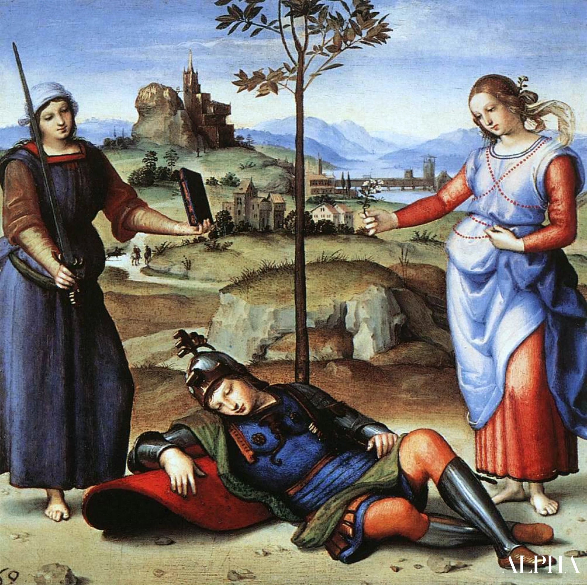 De Droom van de ridder - Raphaël (schilder) - Reproducties van schilderijen en hoogwaardige schilderijen