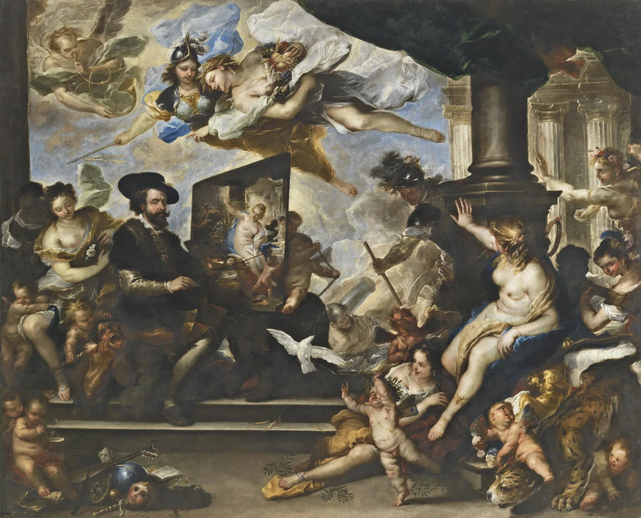 Het schilderij van Rubens « De Allegorie van de Vrede » - Luca Giordano
