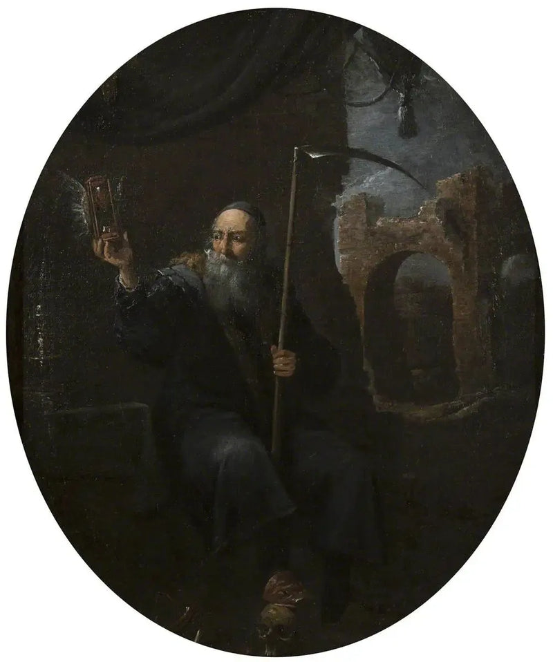 De tijd als een oude man met een zeis en een gevleugelde zandloper - David Teniers de Jonge

Source:
Le temps comme un vieil homme avec une faux et un sablier ailé - David Teniers le Jeune
