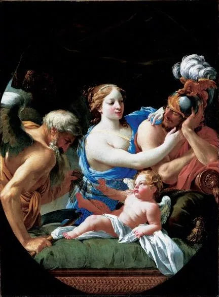 De tijd ontdekt de liefde van Venus en Mars - Simon Vouet
