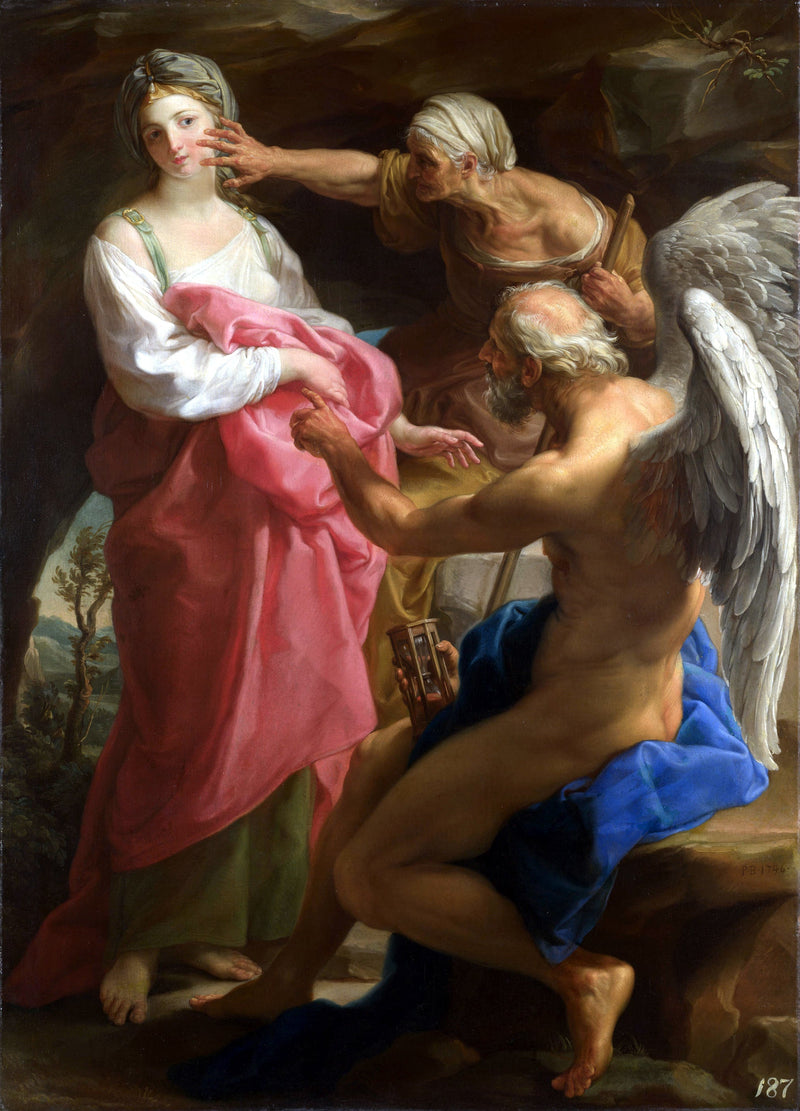 De Tijd beveelt de Ouderdom om de Schoonheid te vernietigen - Pompeo Batoni