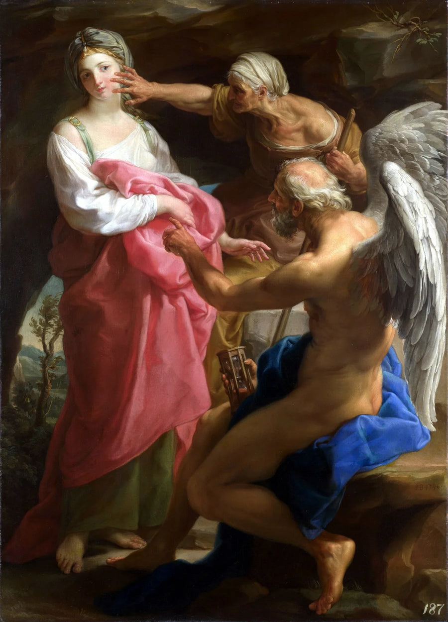 De Tijd beveelt de Ouderdom om de Schoonheid te vernietigen - Pompeo Batoni