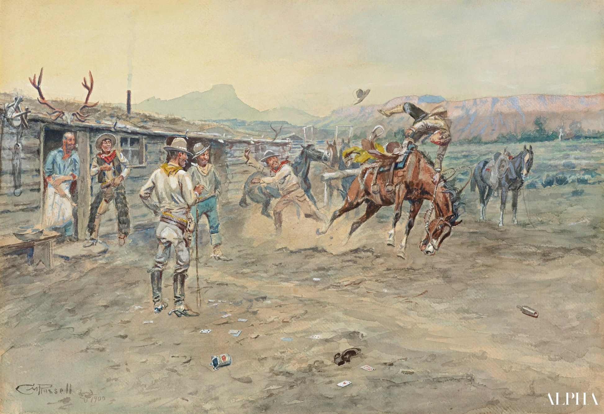 Le Tenderfoot - Charles Marion Russell - Reproducties van hoogwaardige schilderijen en schilderijen