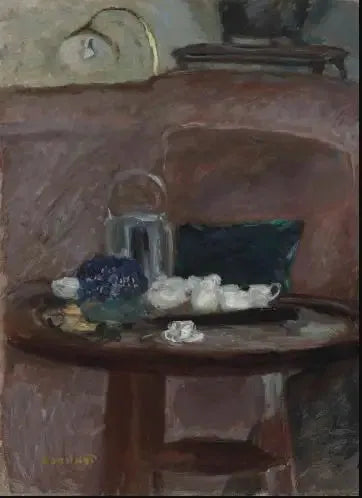 De thee, boeket van paarse bloemen - Pierre Bonnard