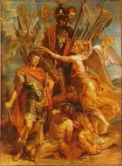 Het verhoogde beeldhouwwerk in Constantin - Peter Paul Rubens